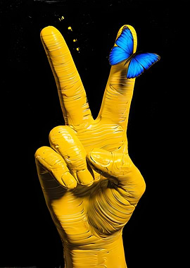 Peace Sign with Butterfly