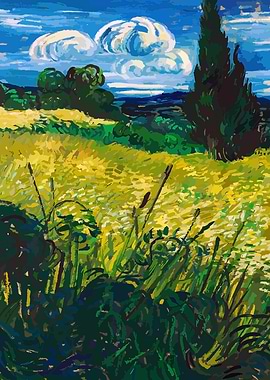 Starry Night Wheat Field