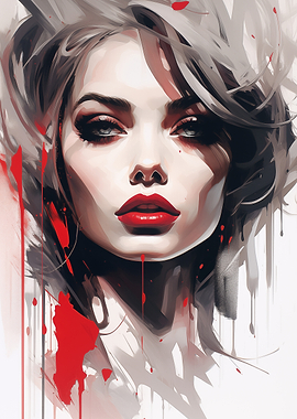 Woman with Red Lipstick