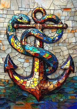 Mosaic Anchor with Snake