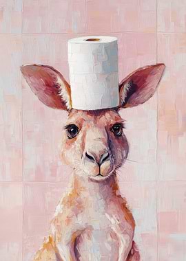 Kangaroo with Toilet Paper Hat
