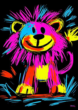 Colorful Lion Illustration
