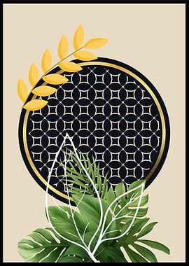 Gold & Green Tropical Art