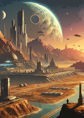 Futuristic Sci-Fi Cityscape Alien Planet