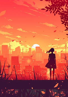 Silhouette Sunset Cityscape