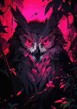 Red-Eyed Owl in Forest