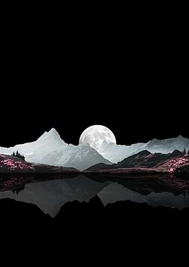 Full Moon Mountain Reflection
