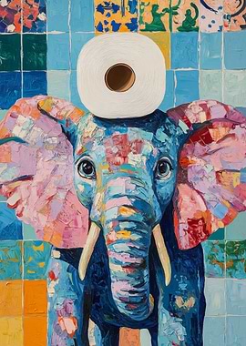 Elephant with Toilet Paper