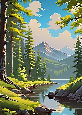 Mountain Lake Landscape