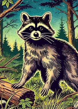 Raccoon in the Woods