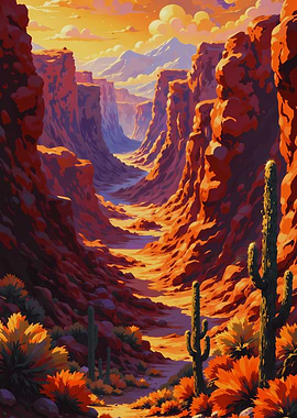Golden Passage Through Red Rock Canyons