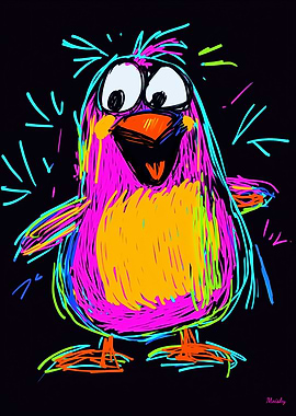 Neon Pop Art Playful and Colorful Penguin