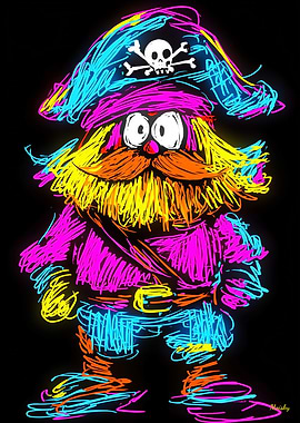 Neon Pop Art Bold and Quirky Pirate