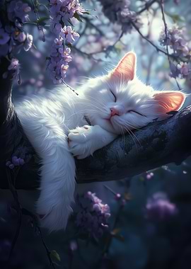 Sleeping Cat in Blossoms