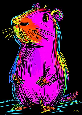 Neon Pop Art Vibrant and Quirky Capybara
