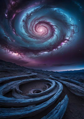 Spiral Galaxy Over Desert