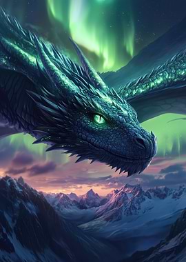 Dragon in Northern Lights