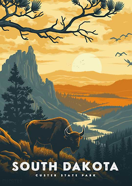 South Dakota Bison Sunset