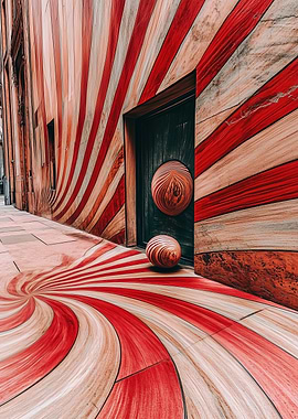 Red and White Striped Wall