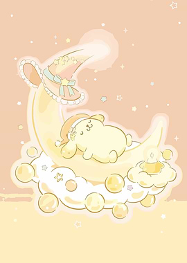 Cute Sleeping on Moon