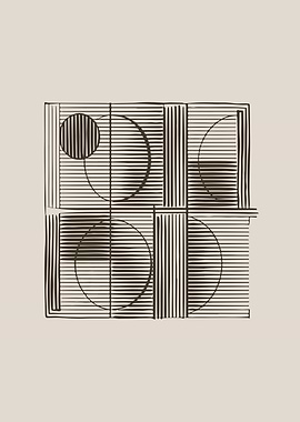 Minimalist Geometric Abstract Art in Black and Beige