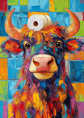 Colorful Bull with Toilet Paper
