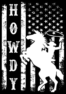 Howdy Cowboy American Flag Howdy Cowboy & Cowgirl Howdy Rodeo Western Country Southern
