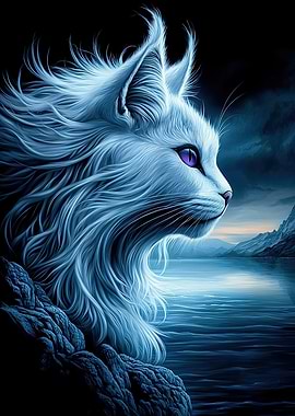 White Cat with Purple Eyes