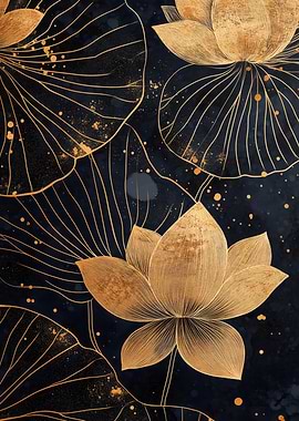Golden Lotus Flowers
