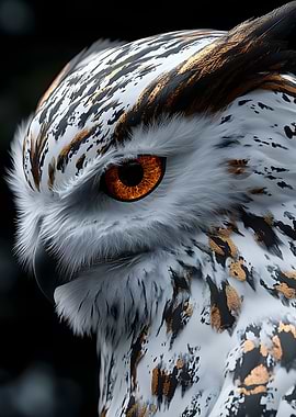 Golden Owl Portrait Snowy