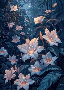 Moonlit Forest Flowers