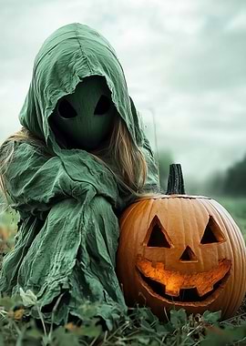 Halloween Alien with Pumpkin