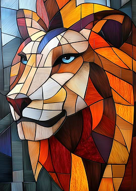 Stained Glass Lion
