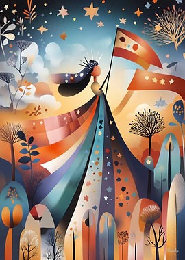 Abstract Liberty Reimagined: Whimsical Artistic Interpretation