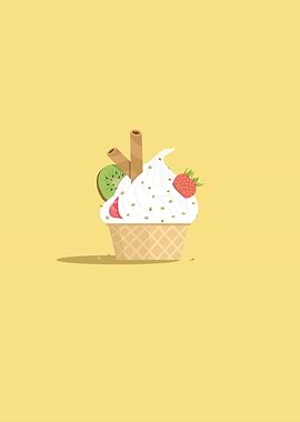 Ice Cream with Kiwi and Strawberry