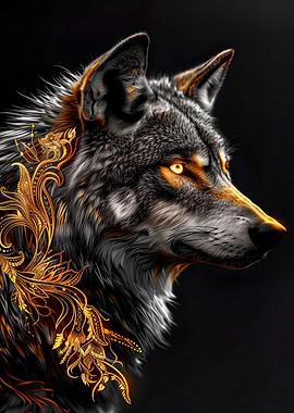 Golden Wolf Portrait