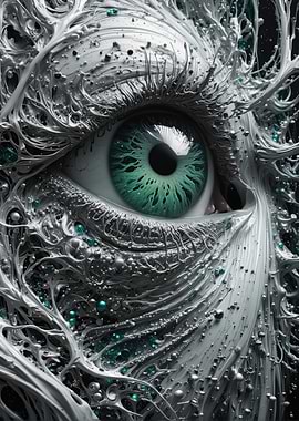 Abstract Eye with Silver Veins