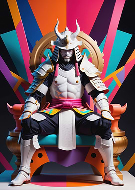 Samurai in Colorful Throne