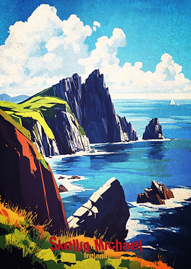 Skellig Michael Art Poster