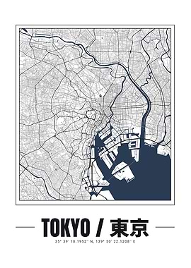 Tokyo City Map Print