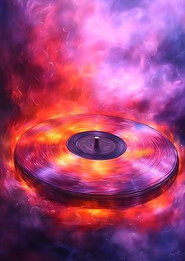 Vinyl Record in Flames Music