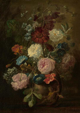Floral Still Life with Cherub