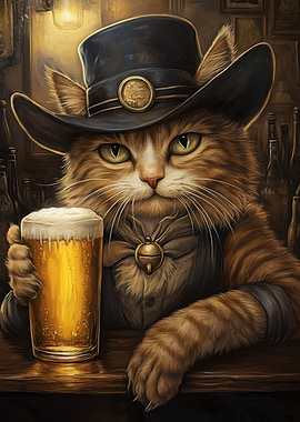 Cowboy Cat in a Saloon