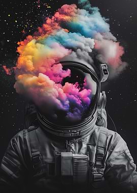 Astronaut With Colorful Nebula