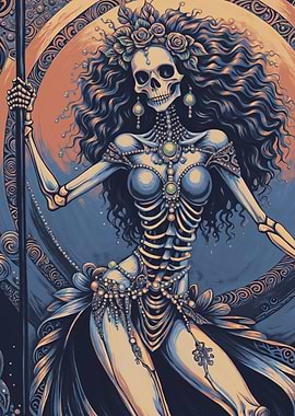 Skeleton Woman with Roses