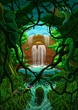 Pixel Art - Spirit Of The Waterfall