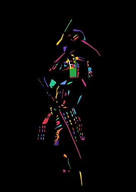 Colorful Samurai Silhouette