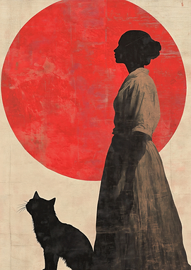 Silhouette Woman and Cat