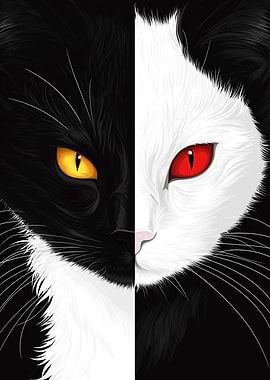 Black and White Cat Poster