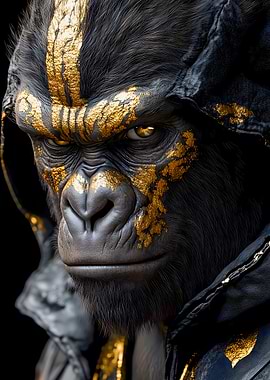 Golden Gorilla Portrait Animal